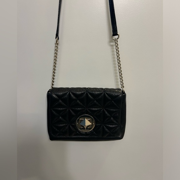 Kate Spade Astor Court Naomi Metallic Quilted Black Shoulder Bag - Picture 3 of 11